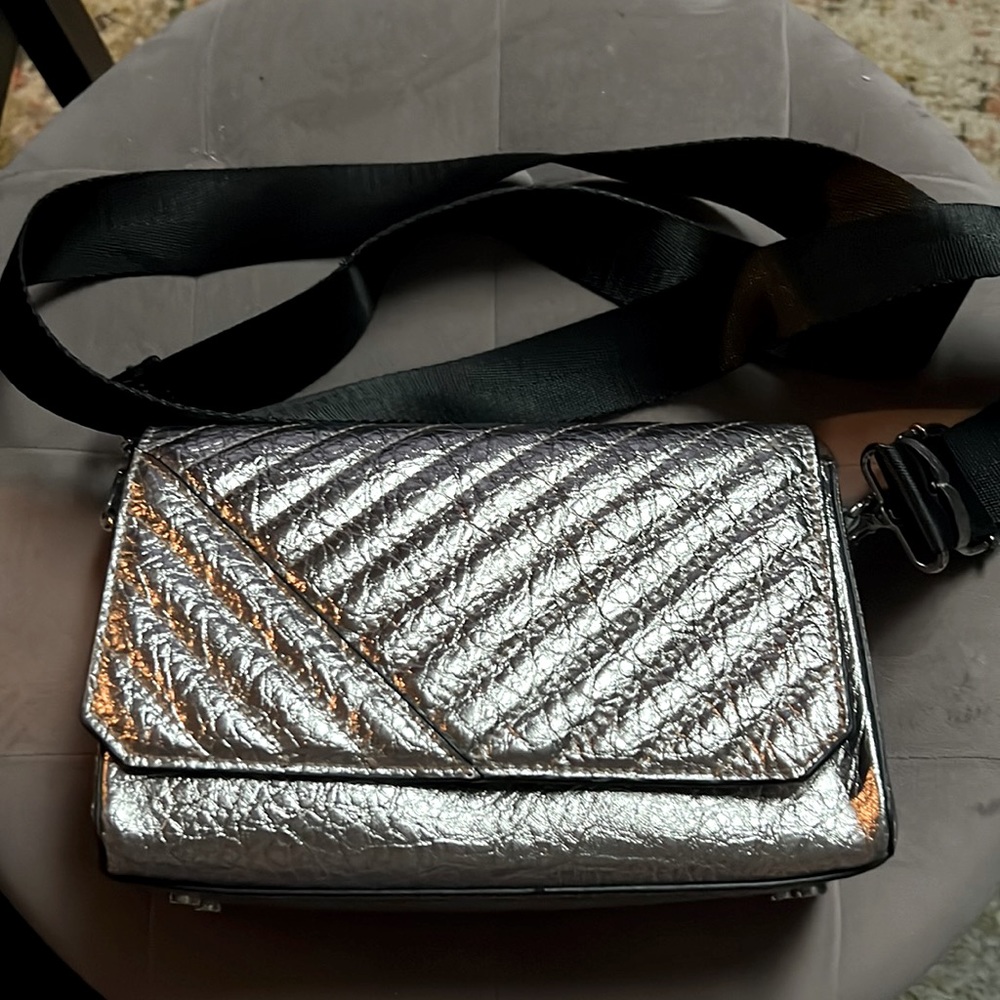 Zara crossbody purse- crinkled pewter - fun and versatile!